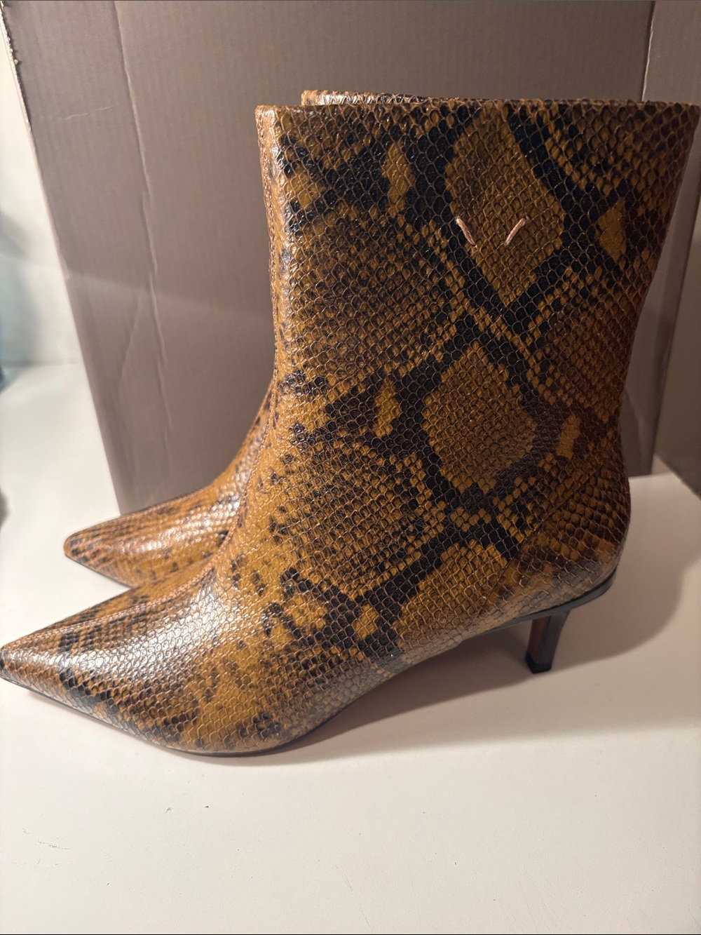 Franco Sarto L-Anna snake print ankle boot NIB